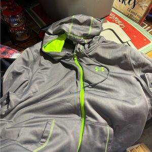 Under Armour Gray and Neon Green zipper Hoodie